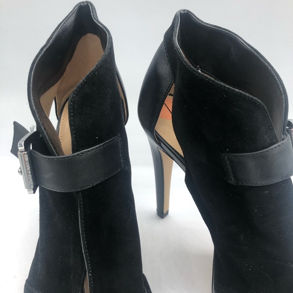 Michael Michael Kors Size 7 Black Leather Suede Isabella Open Toe Booties - Picture 3 of 8